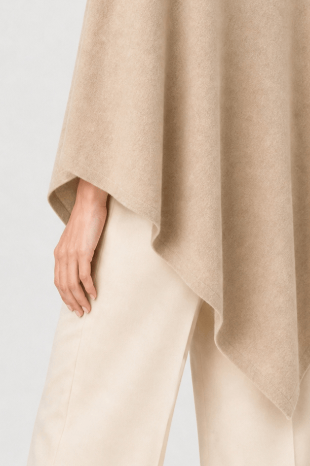 Cape Boutonnée Femme Beige