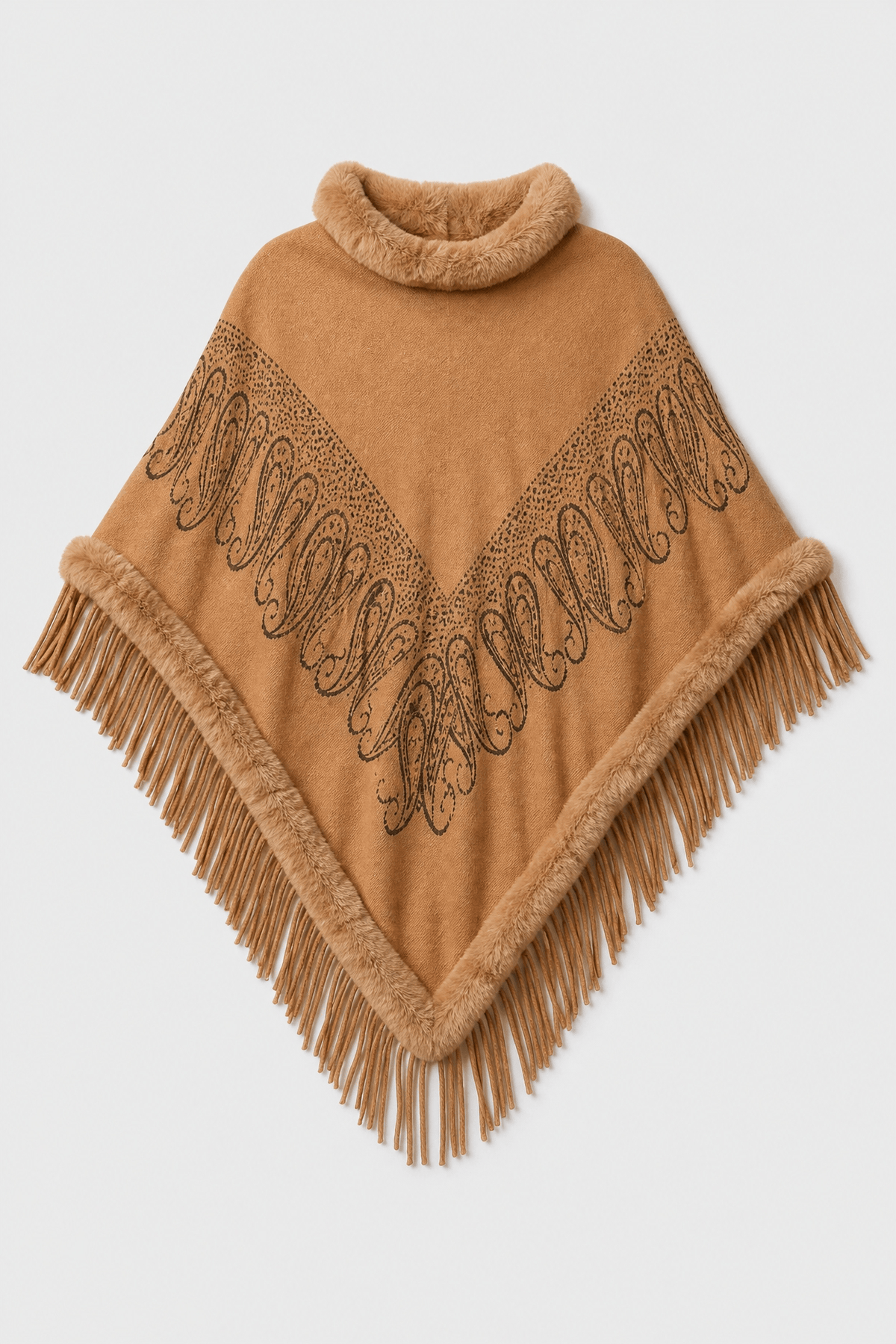 Cape Chocolat Femme à Franges